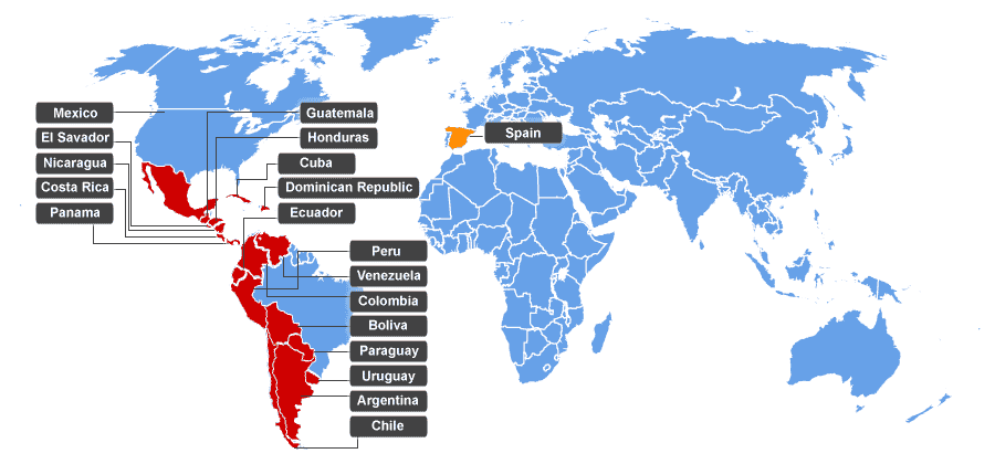 Countries where Spanish is considered the official language