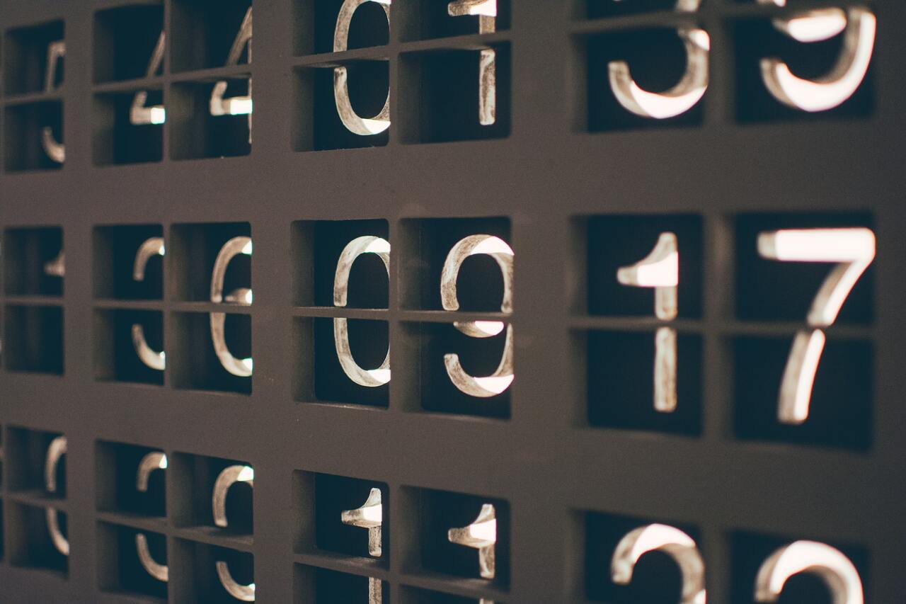 Close-up of numbers on a display panel