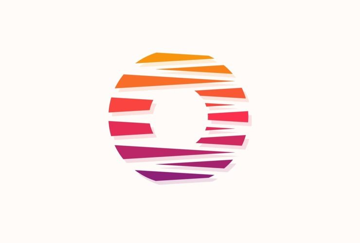 Abstract circular design with red, orange, and purple lines