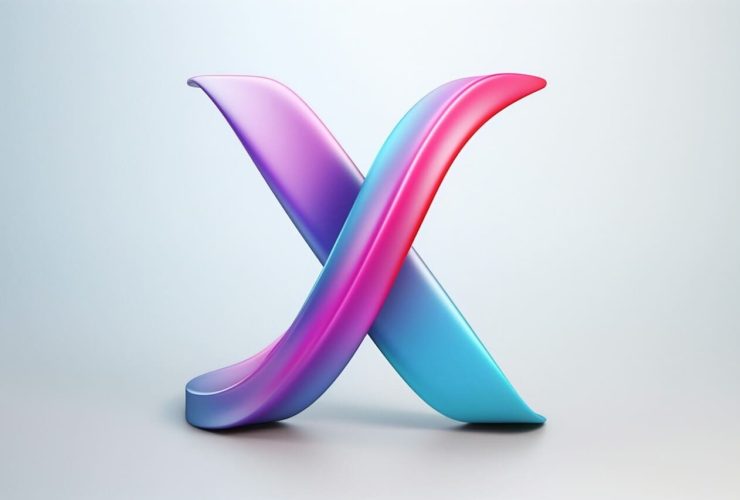 Colorful, glossy letter "X" with a gradient effect